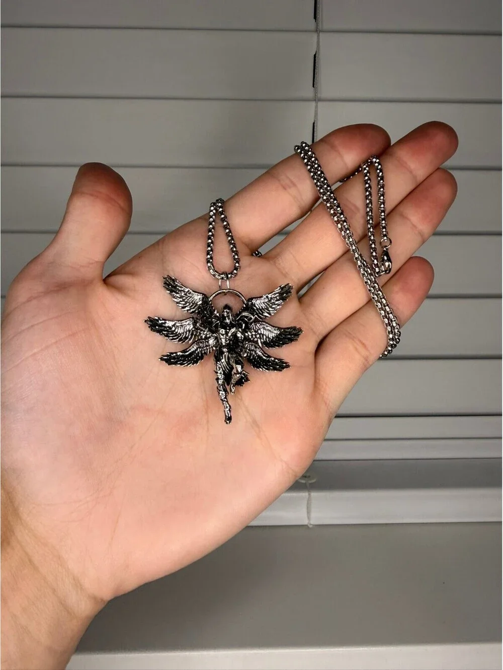 Archangel Silver Necklace y2k A-32